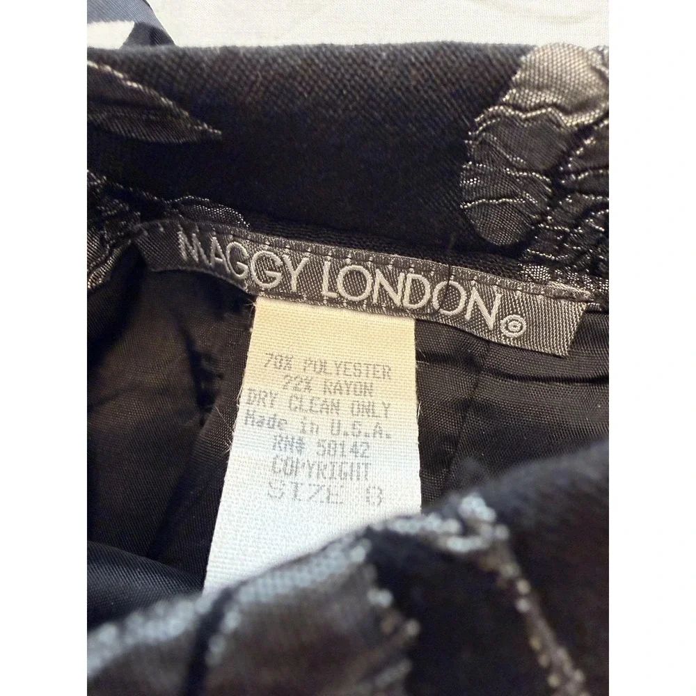 Maggy London‎ Skirt Womens 8 Black Floral Jacquard Pencil Midi Lined Made USA